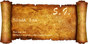Sisák Ida névjegykártya